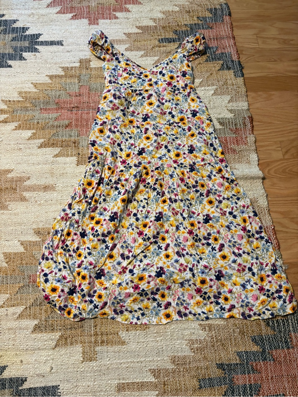 Old Navy Yellow Floral A-Line Sundress with Multicolor Blooms